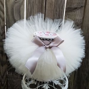 White Ivory Grey Tutu Skirt size 2t